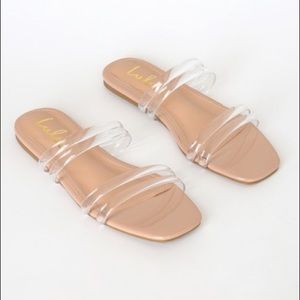 Jazzy Nude Vinyl Flat Slide Sandals
